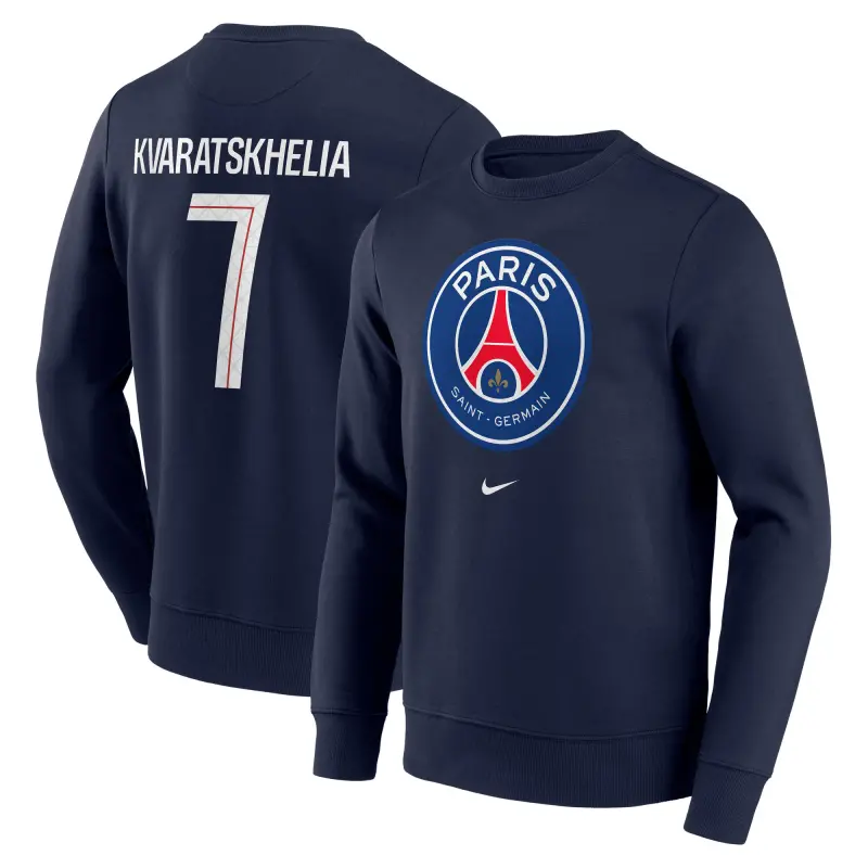 Collezione felpa-girocollo-con-grafica-psg-nike-kvaratskhelia-7-blu-navy-uomo-203293370-07 | Maglie Ufficiali Paris Saint Germain