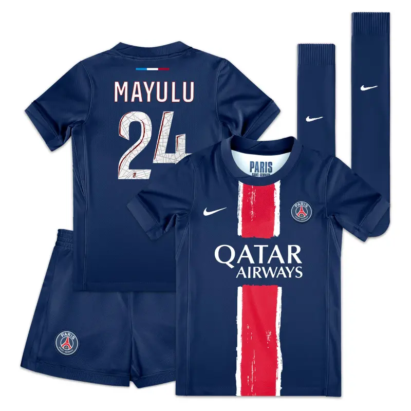 Collezione mini-divisa-home-psg-nike-2024-25-bambini-piccoli-con-stampa-mayulu-24-202135468 | Maglie Ufficiali Paris Saint Germain